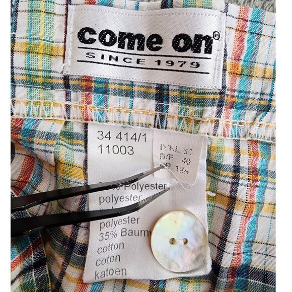 Come On Shorts Womens 8 Multicolor Plaid Seersucker High Rise Baggy Pleated - Picture 3 of 9